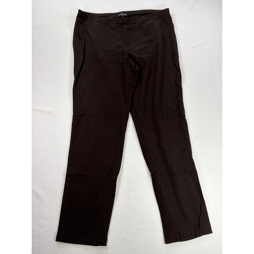 Eileen Fisher Womens Brown Stretch Jersey Pull On Straight Leg Pants Size M
